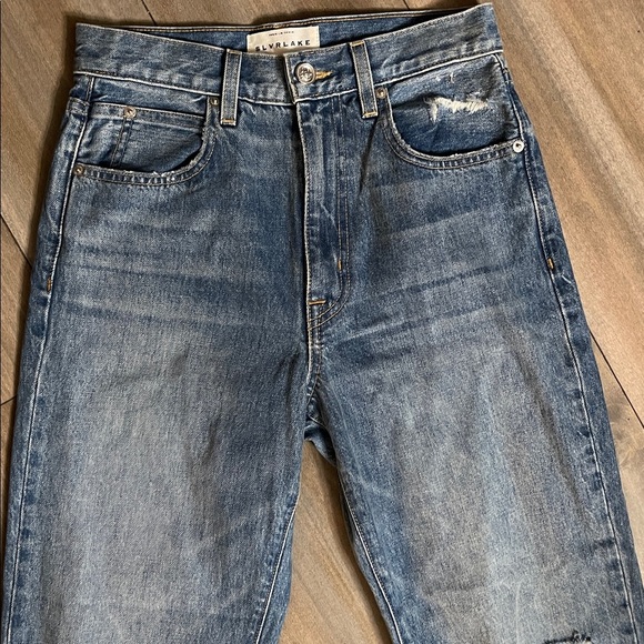 REVOLVE SLVRLAKE London Gimme Shelter Distressed Knee Straight leg Jeans Size 26 - Picture 3 of 9